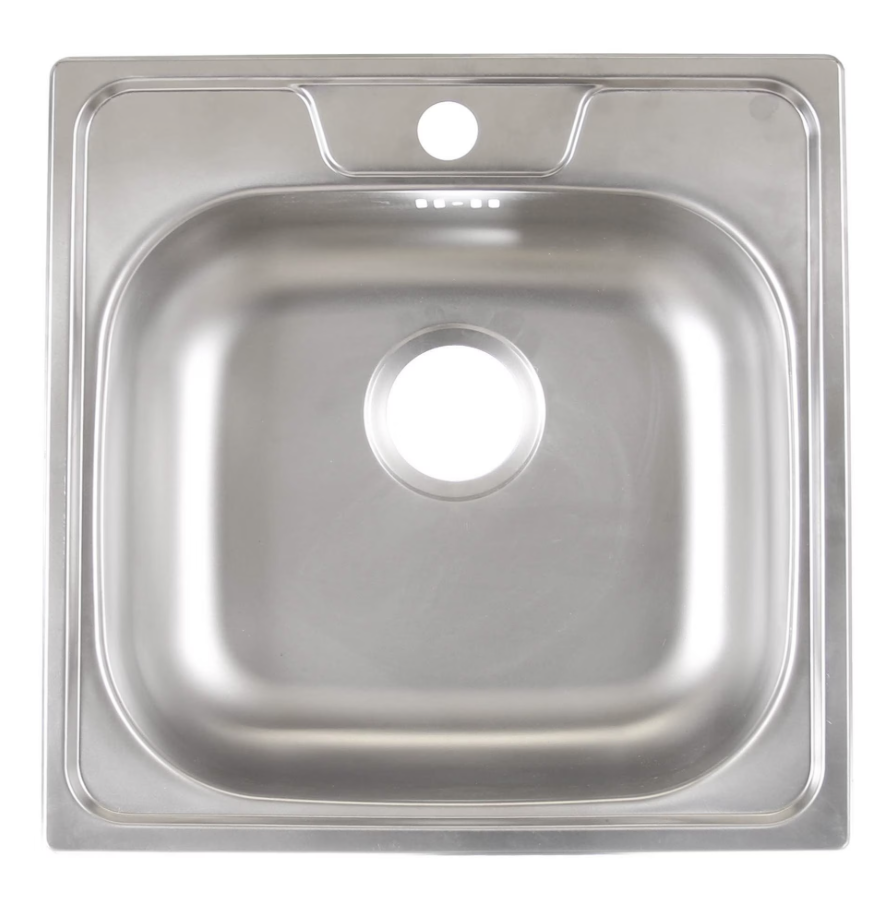 Chiuveta inox 304 Resing cu sifon, grosime tabla 0.6 mm, 48 x 48 cm, cuva patrata, adancime 16 cm, incastrabila, satin