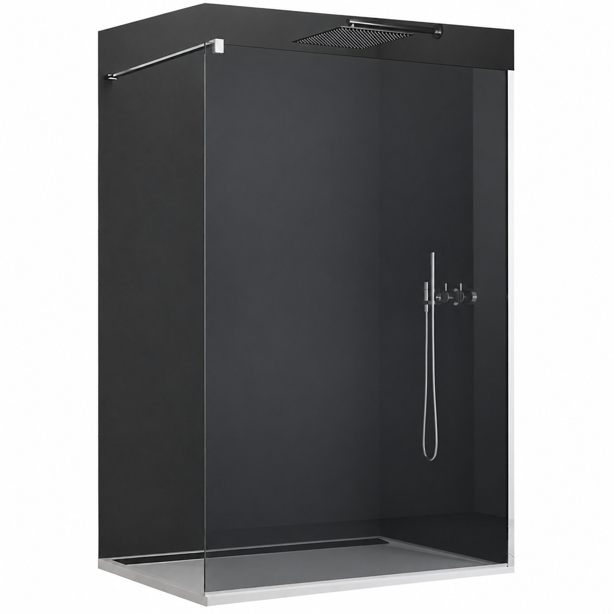 Paravan dus walk-in, Resing, sticla fumurie securizata, 8 mm, profil aluminiu, 60 x 200 cm