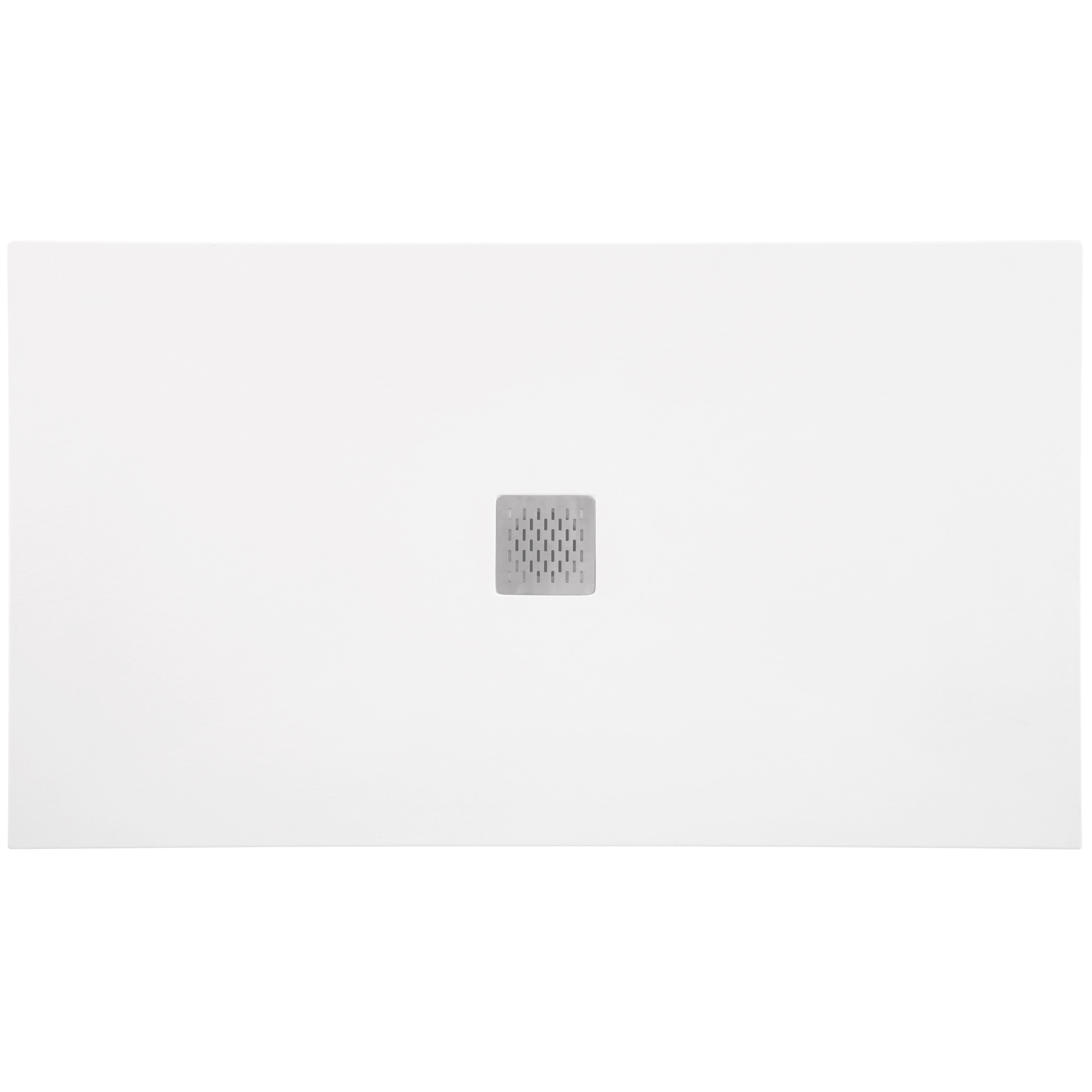 Cadita de dus din piatra sintetica cu sifon slim si grila de inox, Resing, 105 x 70 cm, grosime 3 cm, Alb