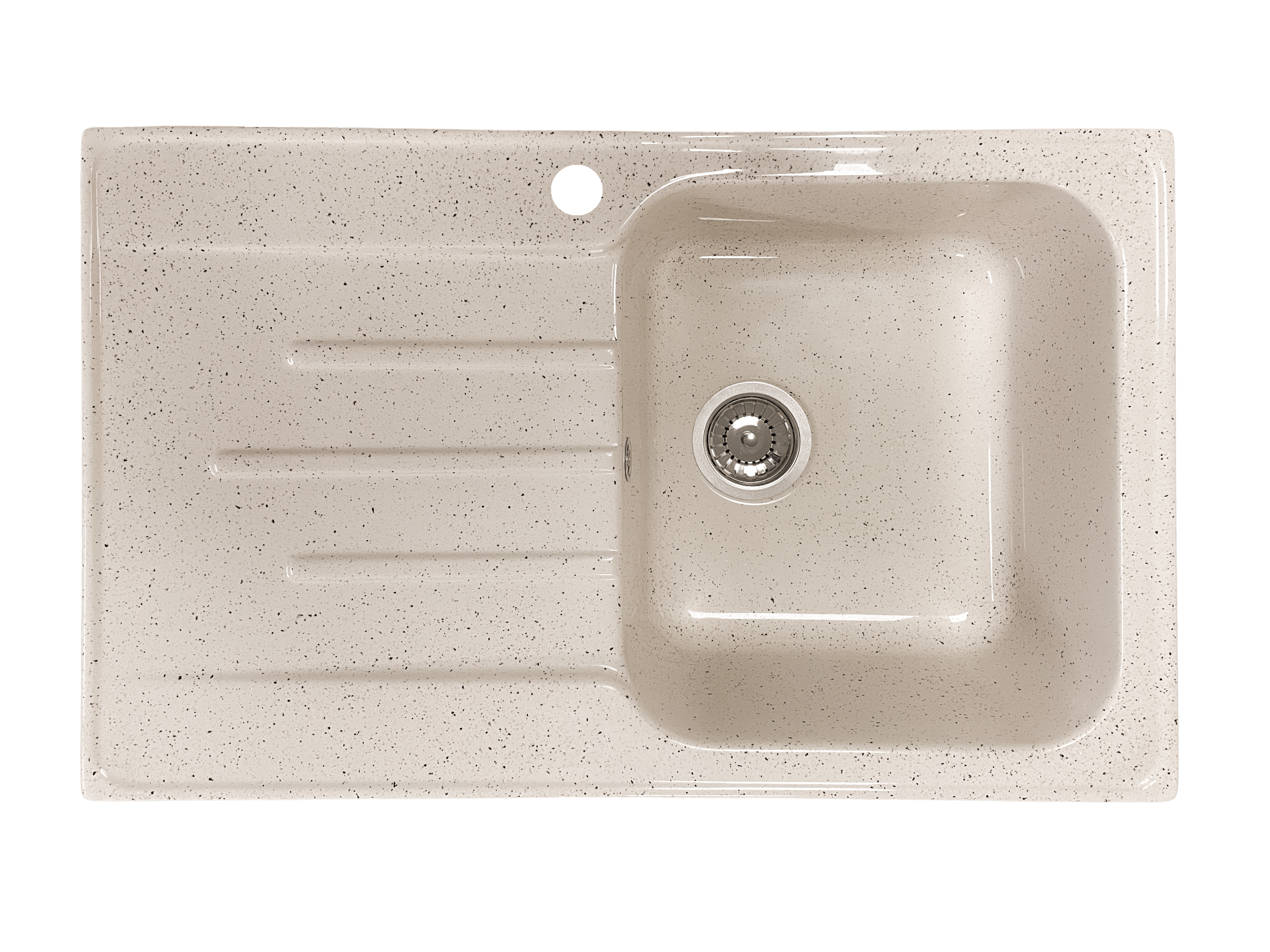 Chiuveta compozit Resing, 80 x 50 cm, cuva dreapta, adancime 20 cm, incastrabila, crem granitat