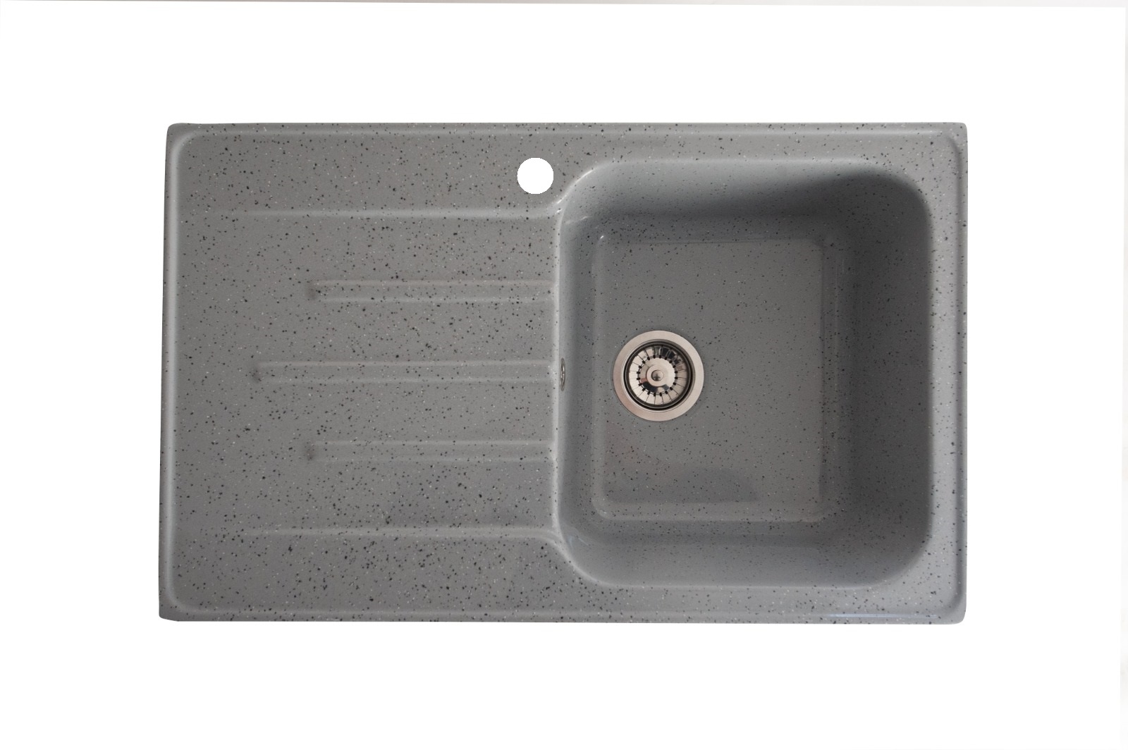 Chiuveta compozit Resing, 80 x 50 cm, cuva dreapta, adancime 20 cm, incastrabila, gri granitat
