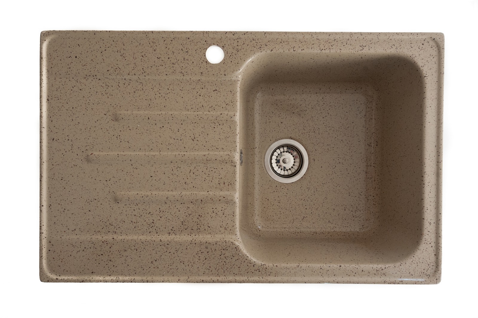 Chiuveta compozit Resing, 80 x 50 cm, cuva dreapta, adancime 20 cm, incastrabila, bej granitat