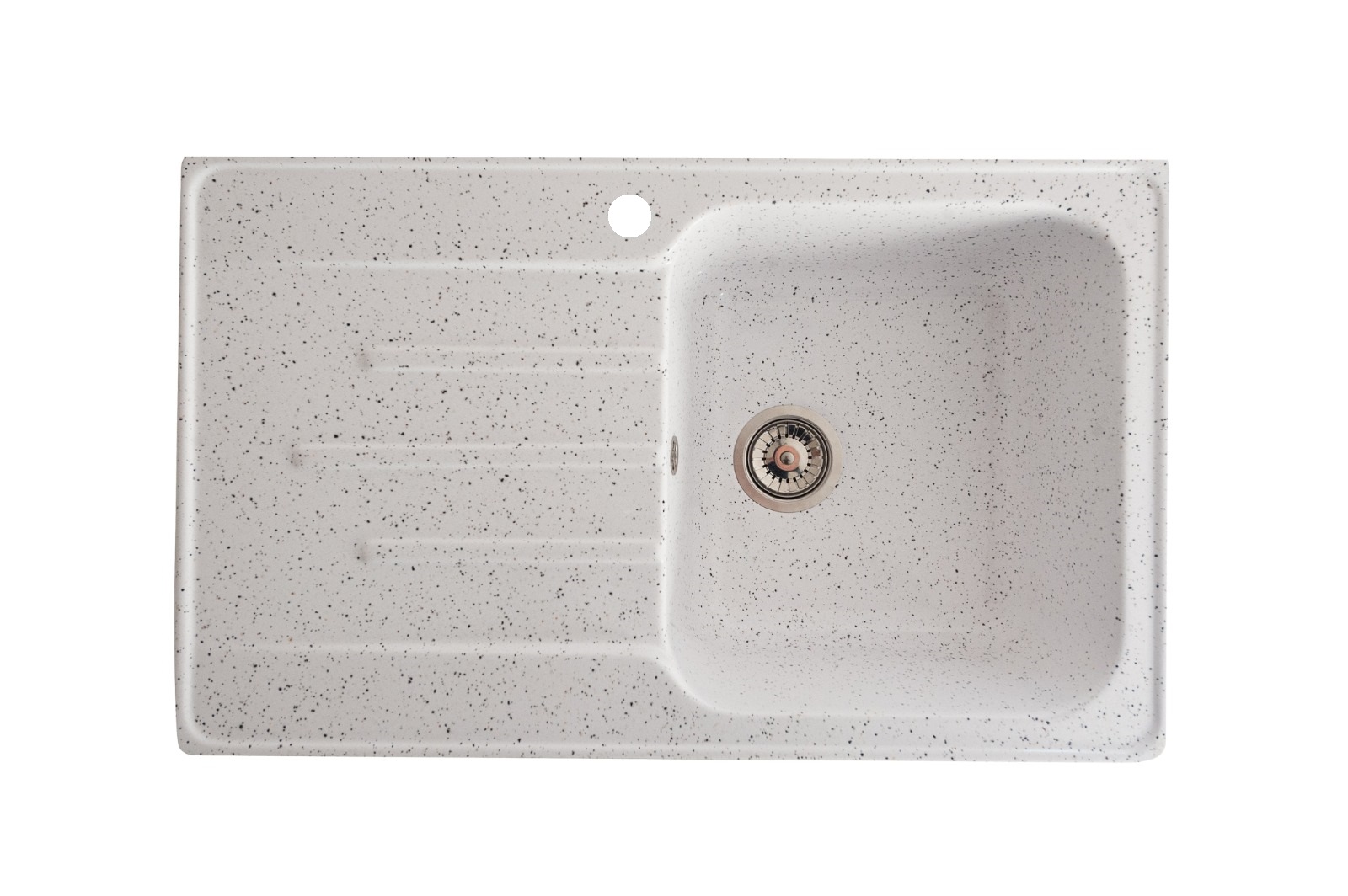 Chiuveta compozit Resing, 80 x 50 cm, cuva dreapta, adancime 20 cm, incastrabila, alb granitat