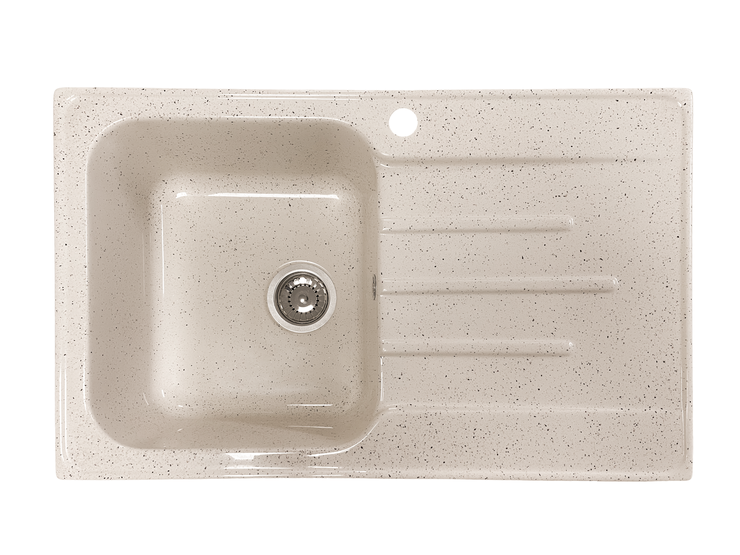 Chiuveta compozit Resing, 80 x 50 cm, cuva stanga, adancime 20 cm, incastrabila, crem granitat