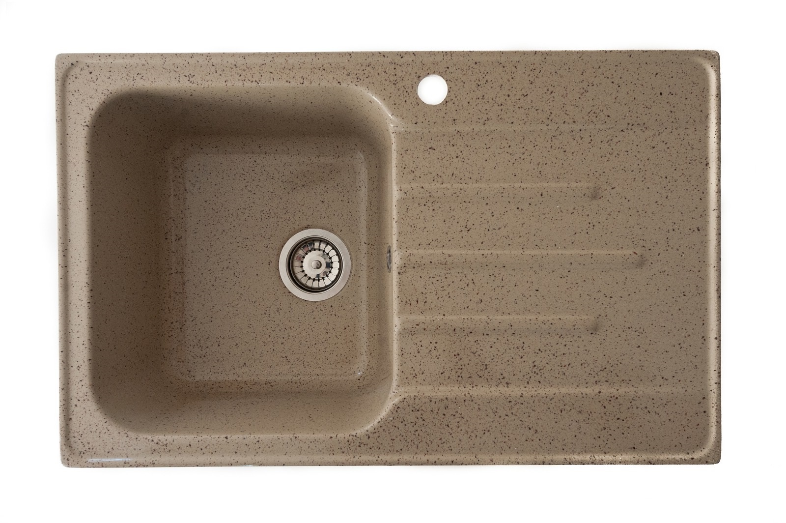 Chiuveta compozit Resing, 80 x 50 cm, cuva stanga, adancime 20 cm, incastrabila, bej granitat