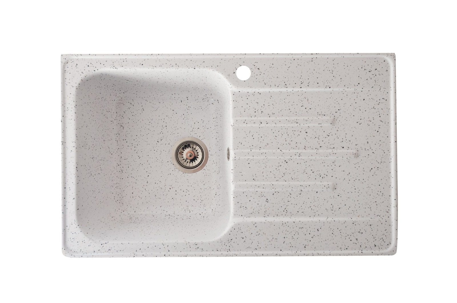 Chiuveta compozit Resing, 80 x 50 cm, cuva stanga, adancime 20 cm, incastrabila, alb granitat