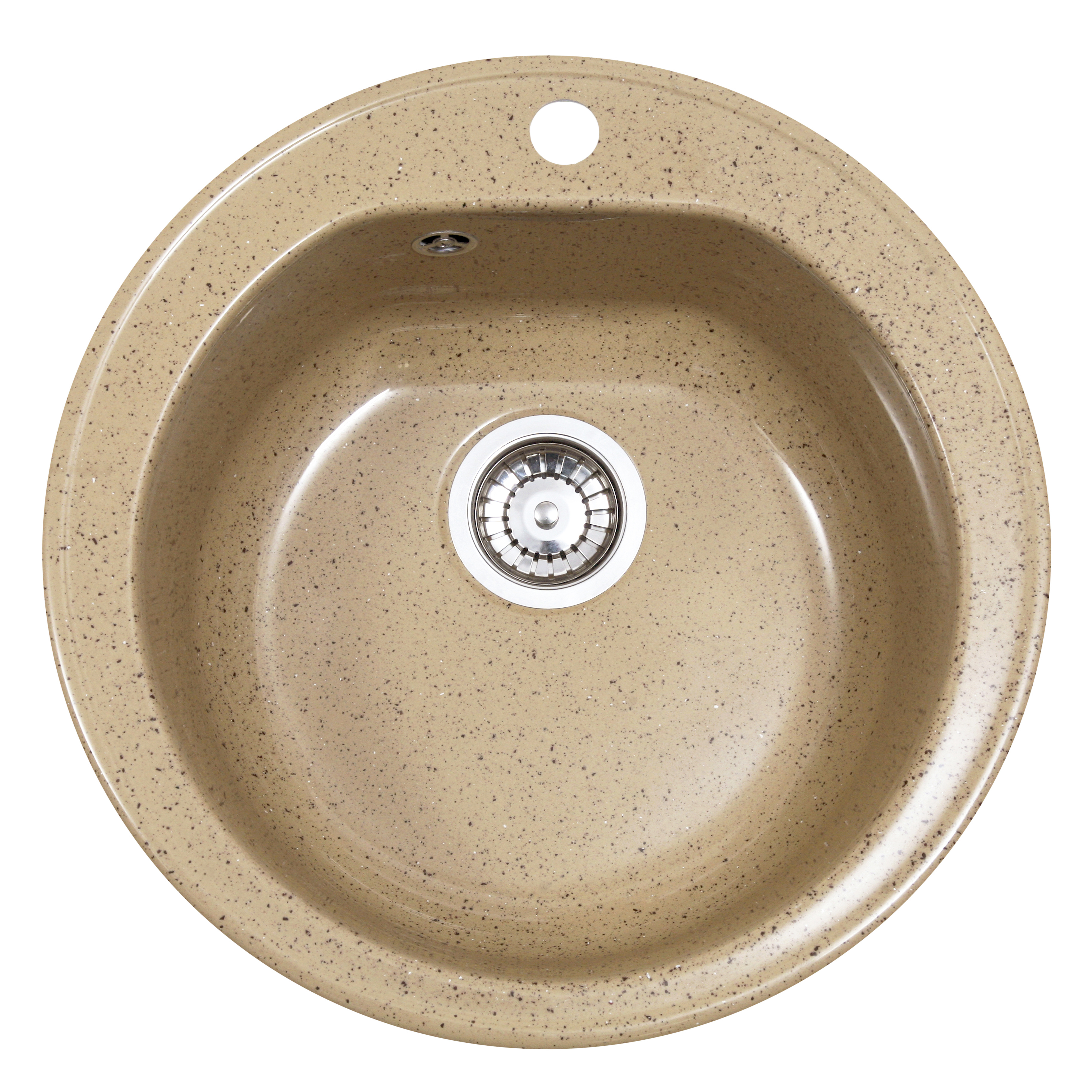 Chiuveta compozit Resing, diametru 50 cm, adancime 20 cm, incastrabila, caramel granitat
