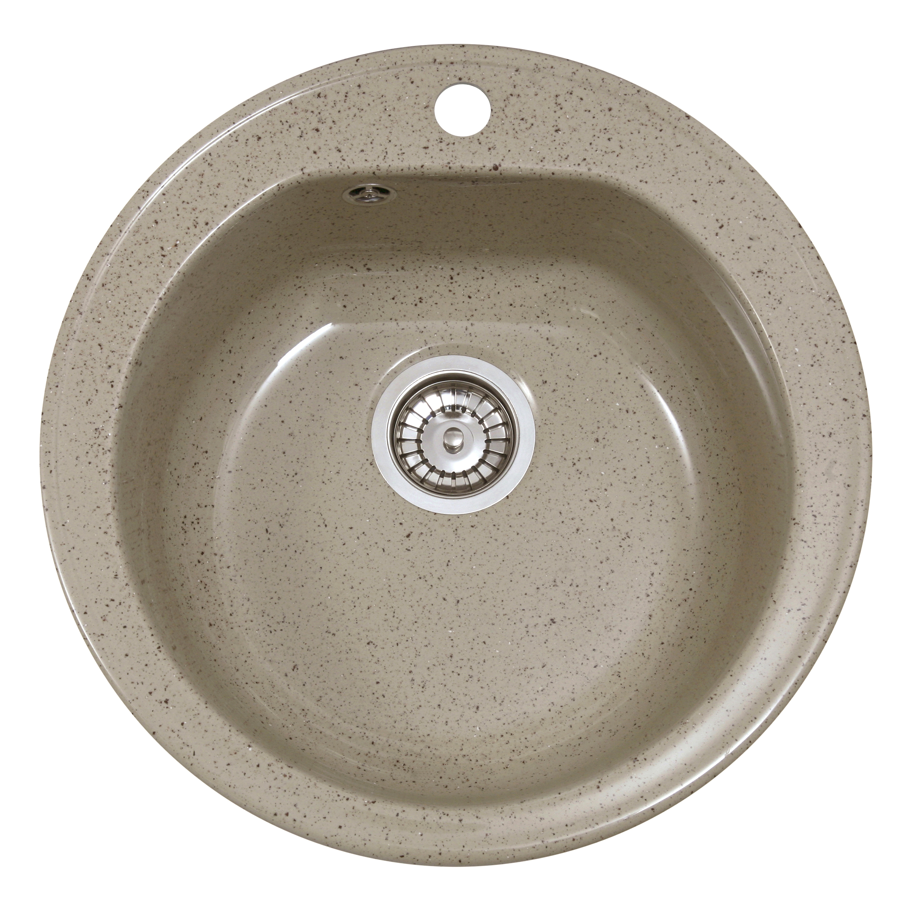 Chiuveta compozit Resing, diametru 50 cm, adancime 20 cm, incastrabila, bej granitat