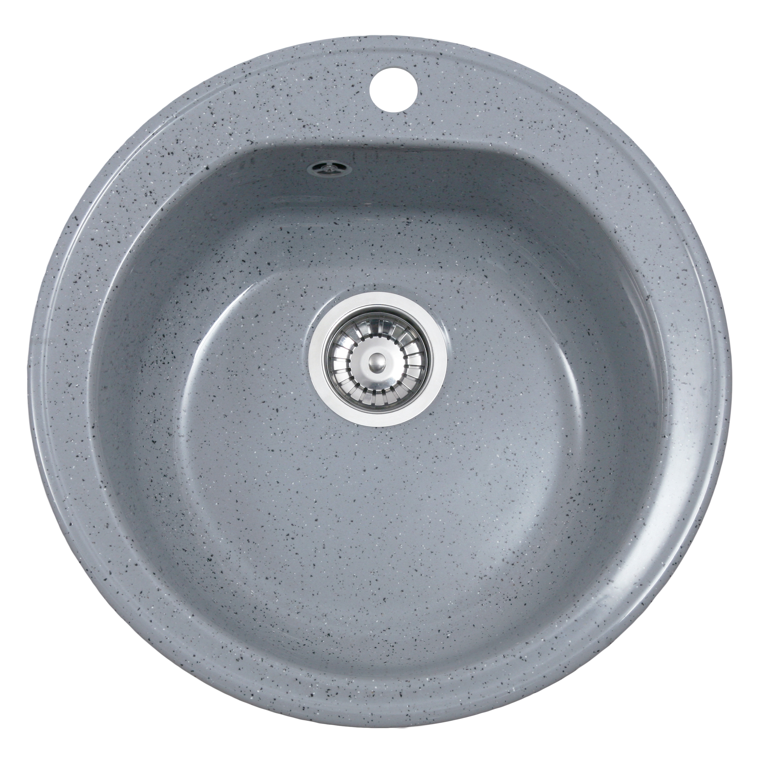 Chiuveta compozit Resing, diametru 50 cm, adancime 20 cm, incastrabila, gri granitat
