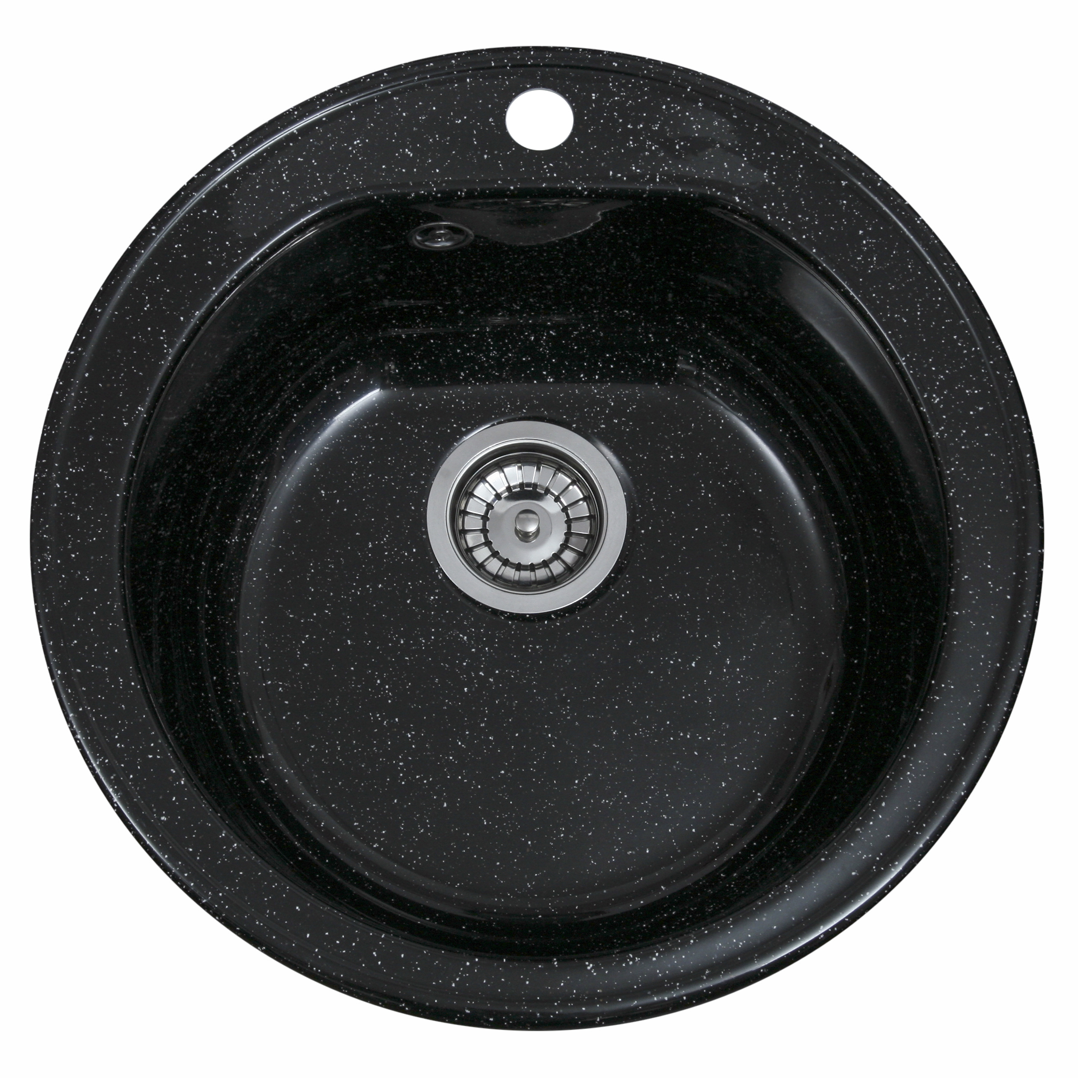 Chiuveta compozit Resing, diametru 50 cm, adancime 20 cm, incastrabila, negru granitat