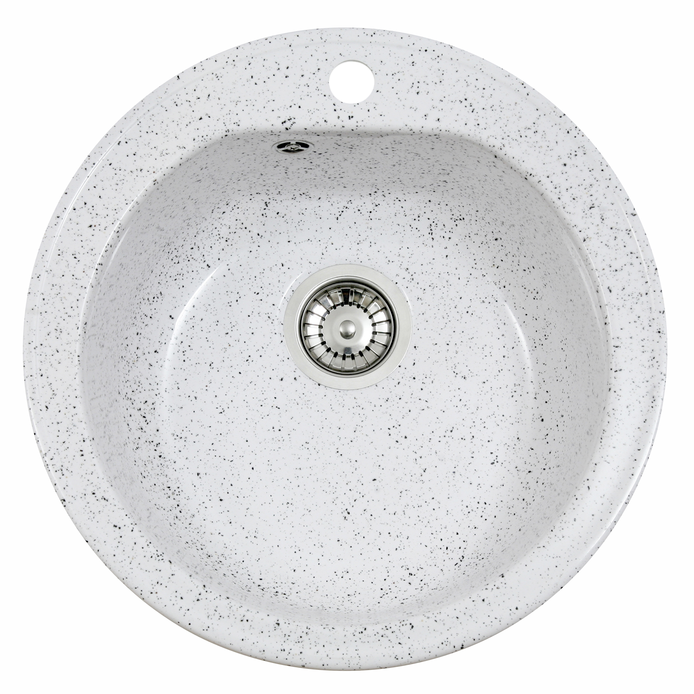 Chiuveta compozit Resing, diametru 50 cm, adancime 20 cm, incastrabila, alb granitat