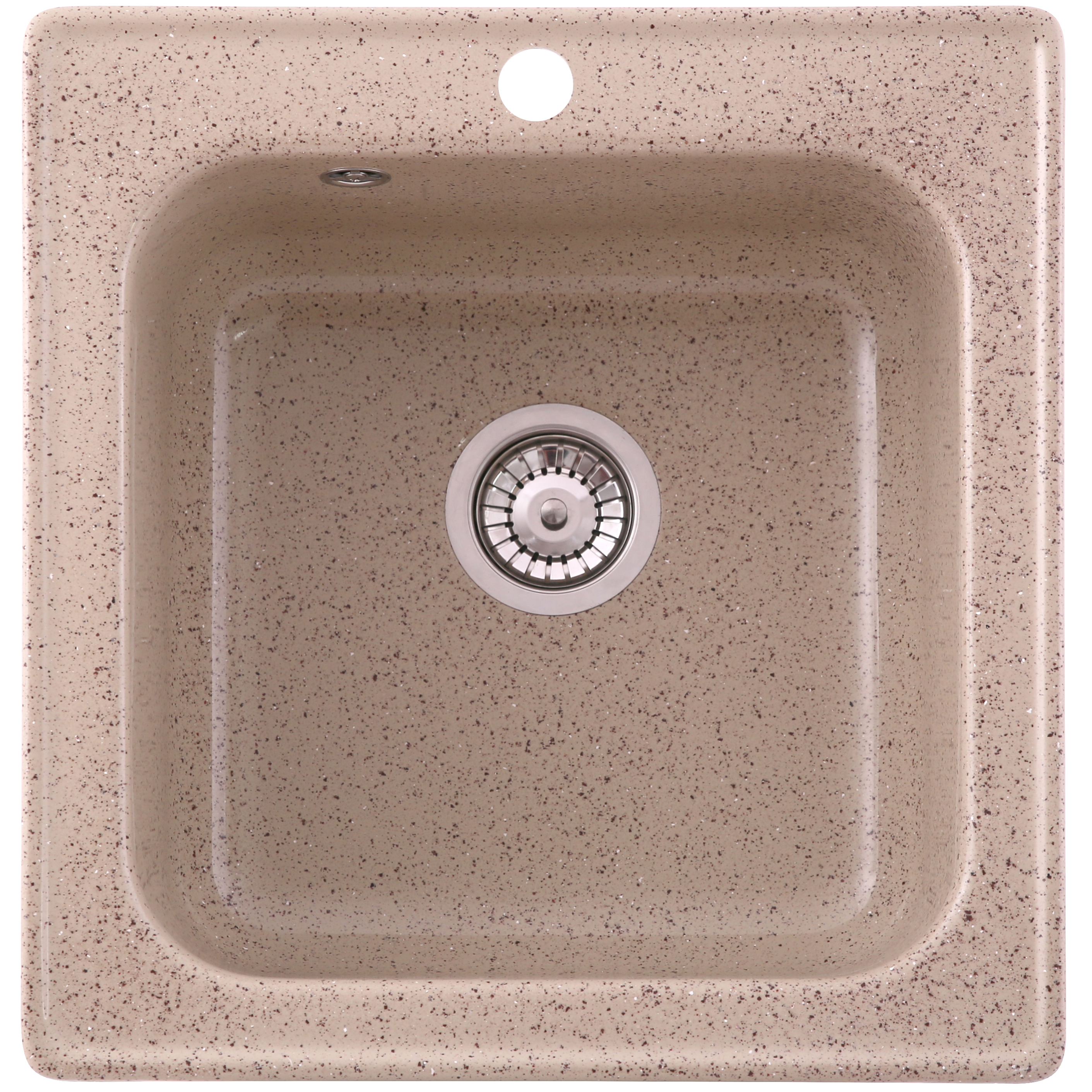 Chiuveta compozit Resing, 52 x 50 cm, adancime 20 cm, incastrabila, bej granitat