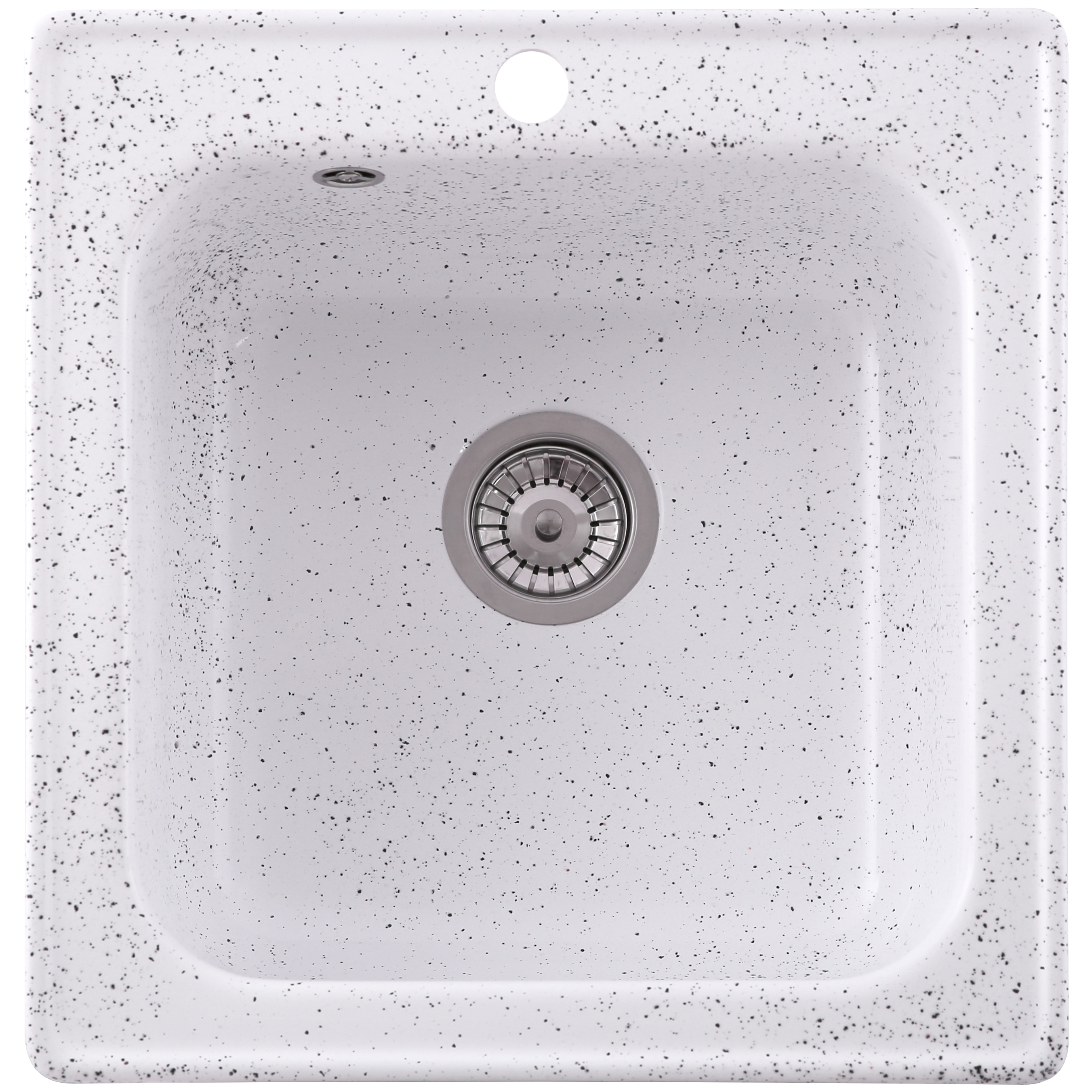 Chiuveta compozit Resing, 52 x 50 cm, adancime 20 cm, incastrabila, alb granitat